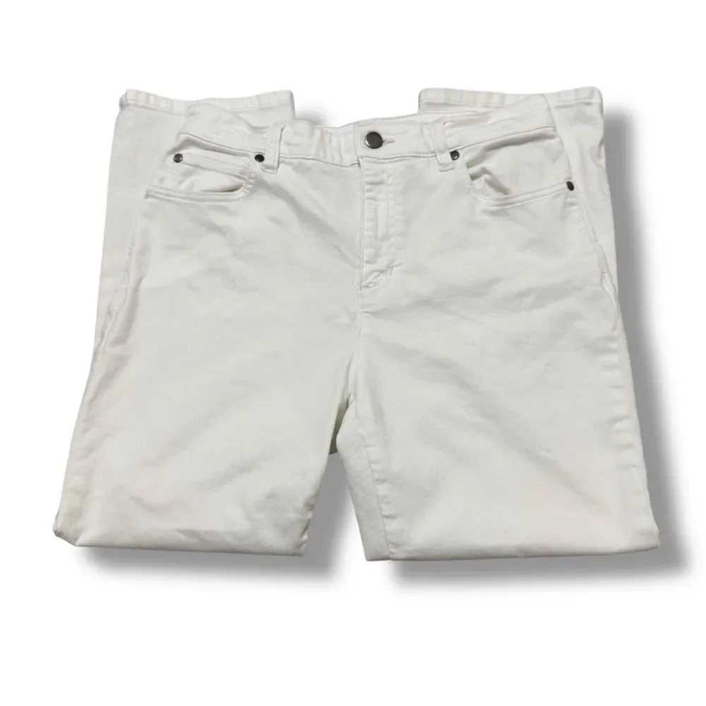 Eileen Fisher White Cropped Jeans 8 High Rise Minimal Clean Capsule Denim